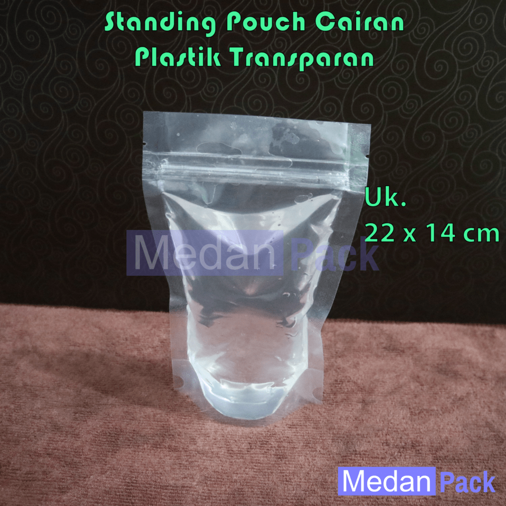 Standing Pouch Cairan Plastik Transparan 22 x 14 cm 